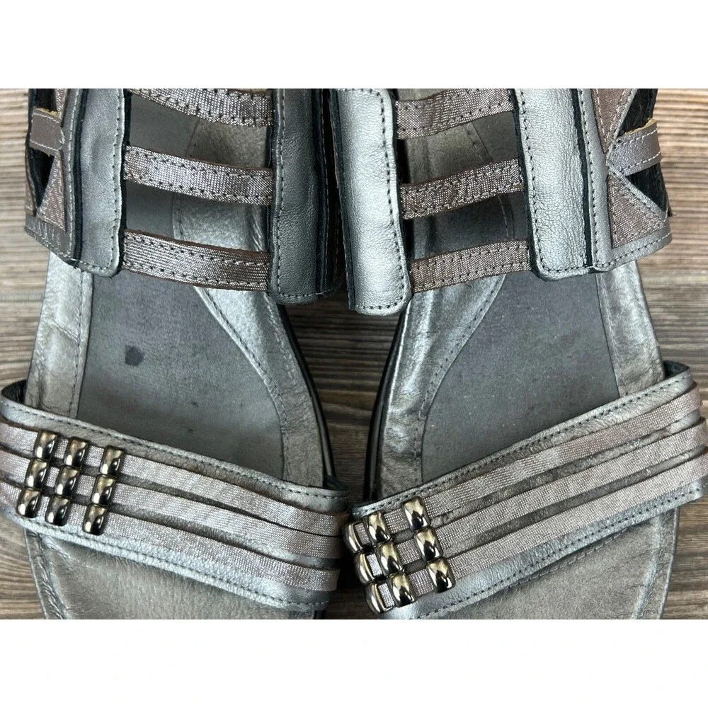 Naot‎ Womens Grey Leather Comfort Heels Sandals EUR 41 US 10.5 Open Toe/Back